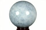 Polished Blue Calcite Sphere - Madagascar #216689-1